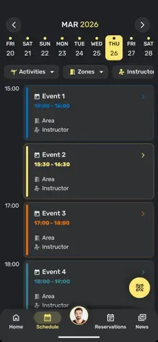 MoveLab app schedule screen